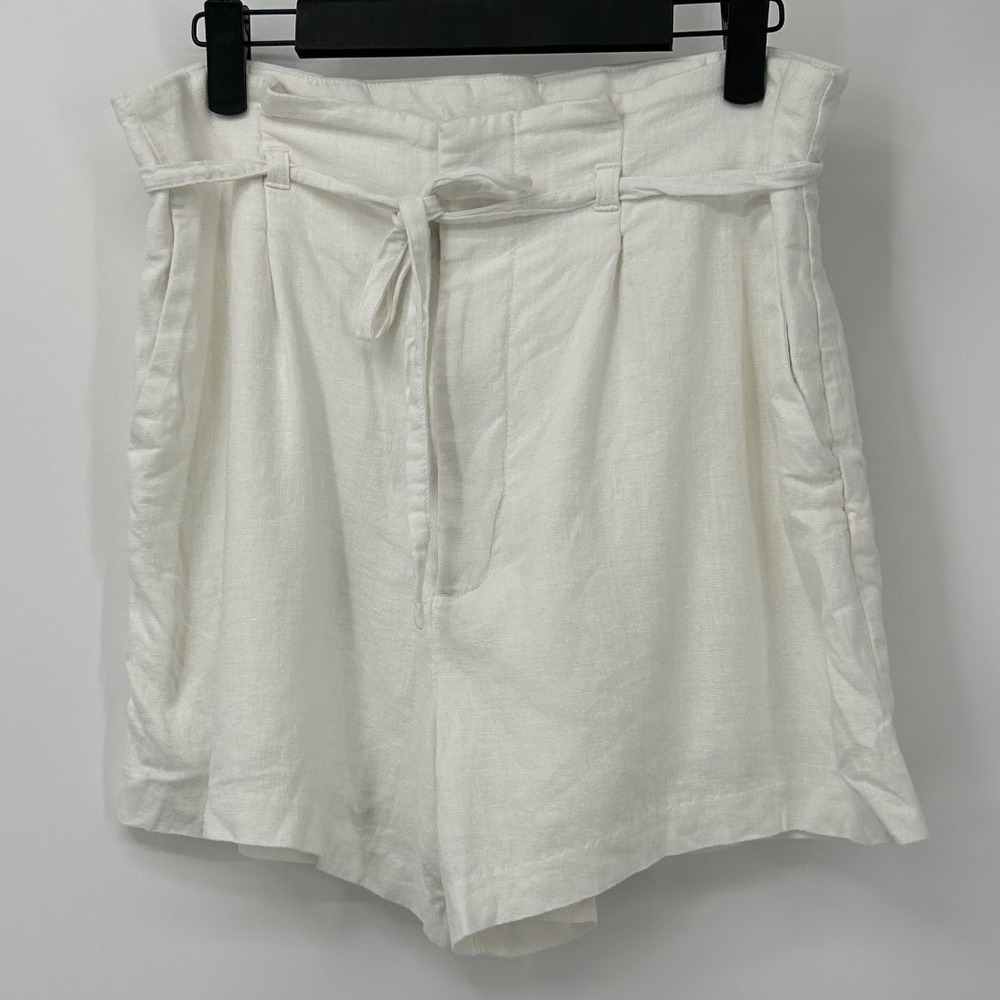 Abercrombie & Fitch White Linen Blend Paperbag Waist Shorts Womens Medium M - Picture 2 of 8